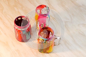 Colorful cristal bottles