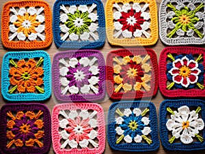 Colorful crochet texture. Ethnic crochet pattern