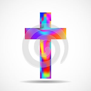 Colorful cross with gradient mesh. Christian Symbol