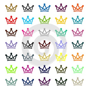 Colorful Crown Set Logo Template Illustration Design. Vector EPS 10