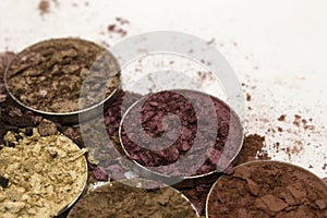 Colorful crushed Eyeshadow on a White background