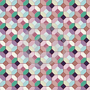 Colorful crystal repeat pattern with squares and hexagons Abstract gemstone background