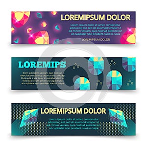 Colorful crystalls banner template set photo