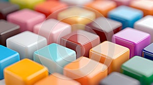 Colorful Cube Array Glossy Surface Forming an Abstract Geometric Pattern