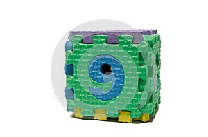 Colorful cube puzzle of odd numbers - nine