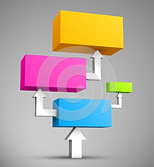 Colorful cubes with arrows 3D photo