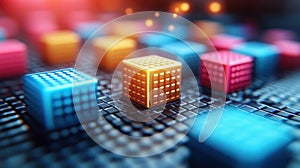 Interconnected Cubes: Abstract Technology Concept