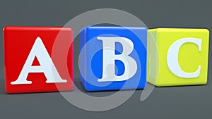 Colorful cubes with letter A,B,C concept
