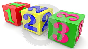 Colorful cubes with numbers concept