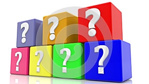 Colorful cubes with question marks