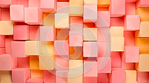 Colorful cubic 3d shape texture background. Blonde yellow, beige, and candy pink, color palette