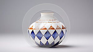 Colorful Cubist Faceted Vase: A Stunning Blend Of Patterns And Colors