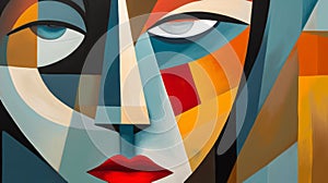 Colorful Cubist Faceting: Powerful And Emotive Abstract Portrait photo