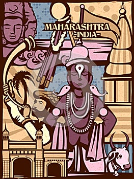 Colorful cultural display of State Maharashtra in India