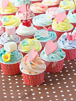 Colorful of cup cakes