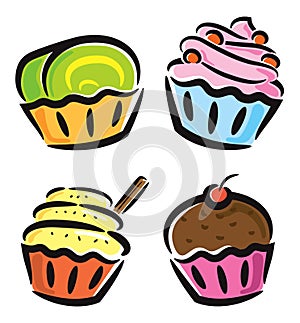 Colorful cupcake icon