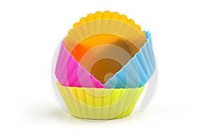 Colorful cupcake molds photo