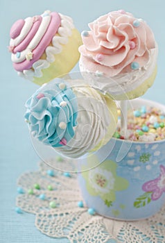 Colorful cupcake pops