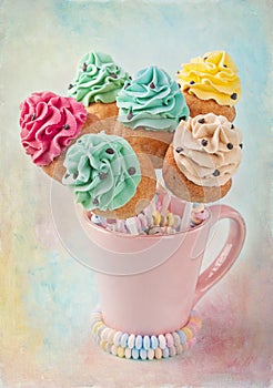 Colorful cupcake pops