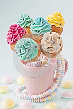 Colorful cupcake pops