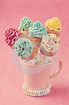 Colorful cupcake pops