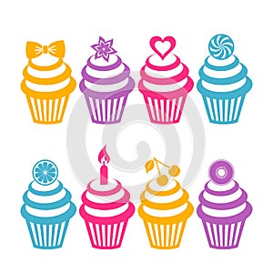 Colorful cupcake silhouettes
