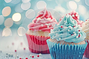 Colorful Cupcakes with Sprinkles, Festive Celebration Concept