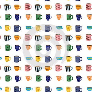 Colorful cup pattern in flat vector style.