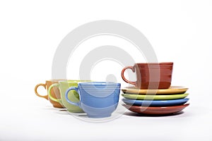 Colorful Cups and saucers