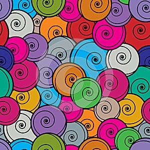 Colorful curls seamless pattern.
