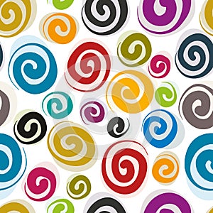 Colorful curls seamless pattern.