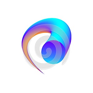 Colorful curve blend shape. Swirling gradient flow. Vector.