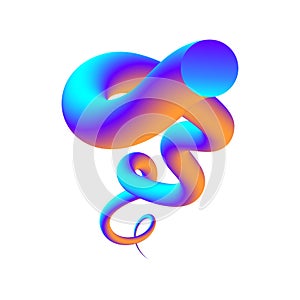 Colorful curve blend shape. Swirling gradient flow. Vector.