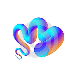 Colorful curve blend shape. Swirling gradient flow. Vector.