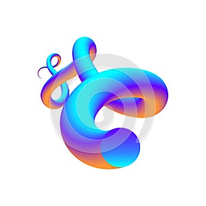 Colorful curve blend shape. Swirling gradient flow. Vector.