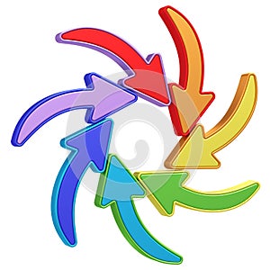 Colorful curved arrows pointing