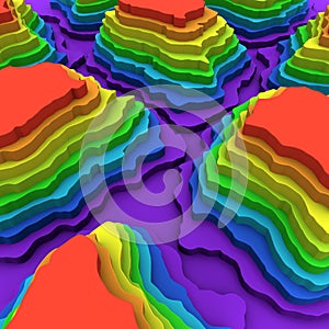 Colorful cut 3D topography levels background