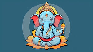 Colorful Cute Ganesh Simple Illustration Background photo