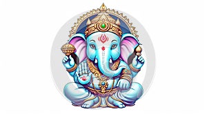 Colorful Cute Ganesh Simple Illustration Background photo