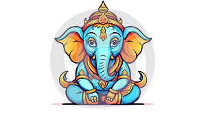 Colorful Cute Ganesh Simple Illustration Background photo