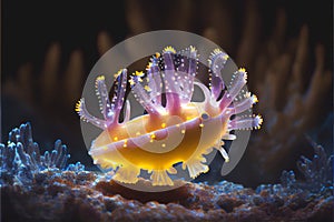 Colorful cute nudibranch sea slug creature