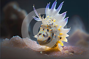 Colorful cute nudibranch sea slug strange marine life