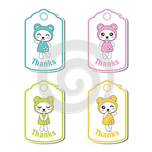 Colorful cute panda girls suitable for kid birthday gift tag