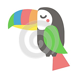 Colorful cute sleeping toucan african bird