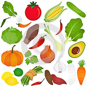 Farbistý roztomilý vektorové ikony zeleninový 