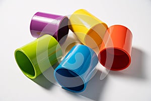Colorful Cylinders Arranged in a Circular Pattern on White Background