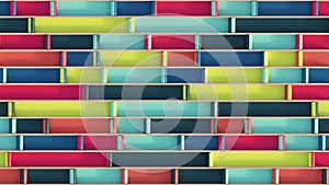 Colorful cylinders roll along lanes 3d looping animation. Conceptual abstract modern loop, geometric moving blocks