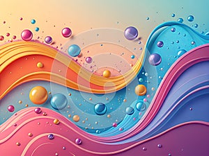 Colorful Liquid Waves Blending on Gradient Background Abstract 3D
