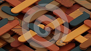 Rendered in warm tones like orange brown and yellow with some featuring