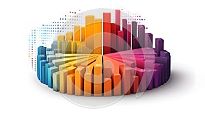 Colorful 3 D Bar Chart with Gradient Colors graph data